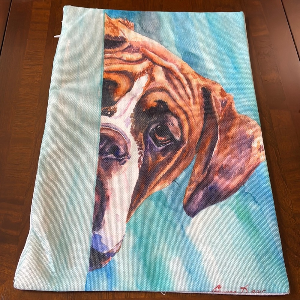 Eclectic fun decorative throw pillow cover dog print  17.25” x 11.5”